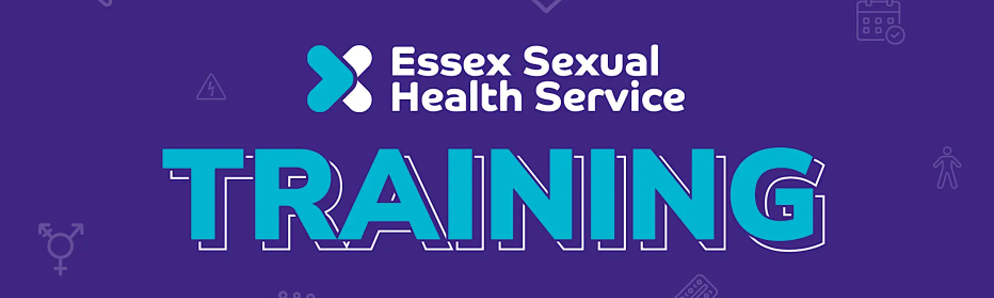Purple, blue and white logo for Essex Sexual Health Service Training